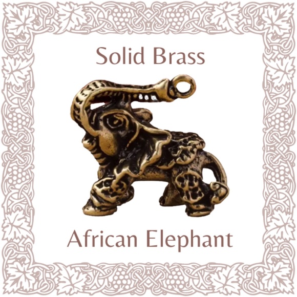 Tiny Solid Brass African Elephant with Nose Facing Up - Means Good Luck - Picture 1 of 6